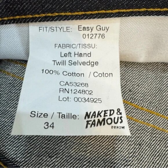 *NWOT* Naked & Famous - Easy Guy Left Hand Twill Selvedge - Picture 9 of 10
